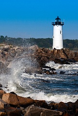 Rough Surf Along Rocks by Portsmouth Harbor Lighthouse